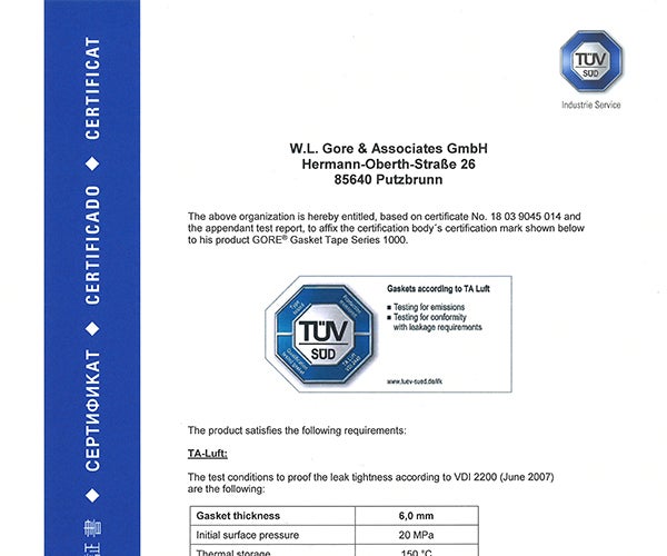 Gasket Tape Series 1000 cert
