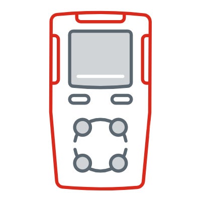 Imagen estilizada de un dispositivo de detección de gas electroquímico tal como se usa en la infografía anterior.