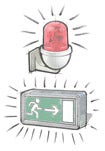 Señales de emergencia iluminadas