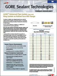 Tabla de pares de apriete de Gore para bridas de FRP de cara elevada EN