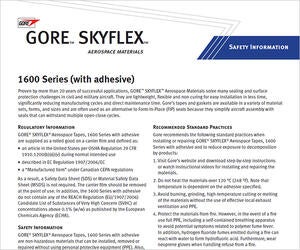 Safety information for GORE® SKYFLEX® Aerospace Tapes, 1600 Series (with Adhesive)